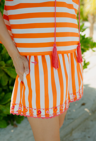 Paola Shorts Shorts Paola Orange Wide Stripe Shorts Paola Orange Wide Stripe Shorts