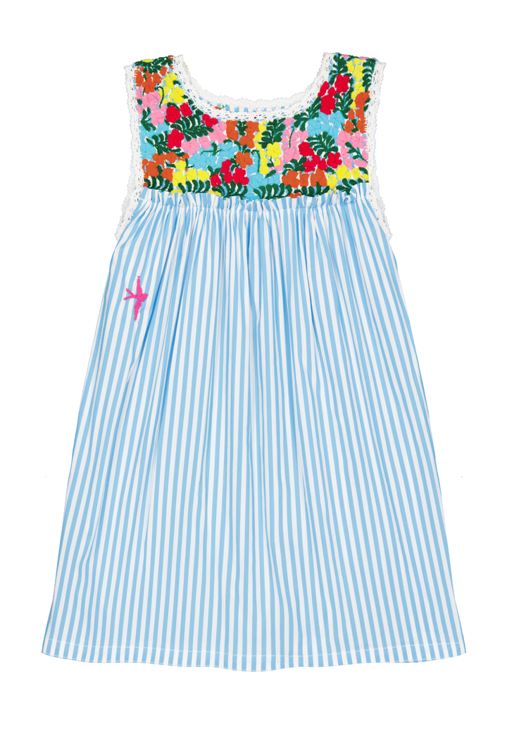 Selena Girl's Dress Childrens Dalia Turquoise Stripe Fiesta Girl's Dress Dalia Turquoise Stripe Fiesta Girl's Dress