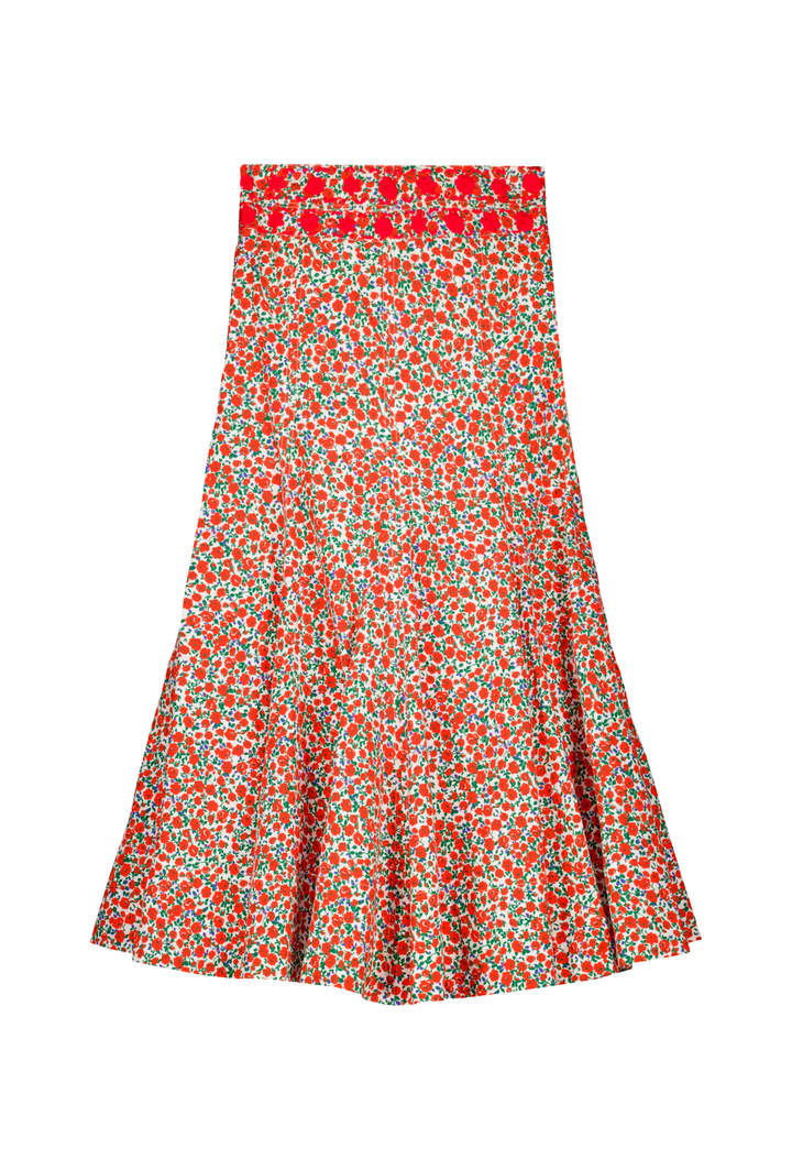 Claudia Red Floral Skirt
