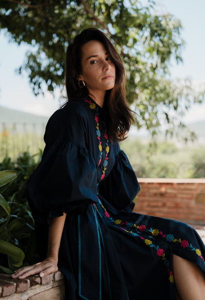 Francisca Long Dress Dress Francisca Navy Harvest Floral Long Dress Francisca Navy Harvest Floral Long Dress