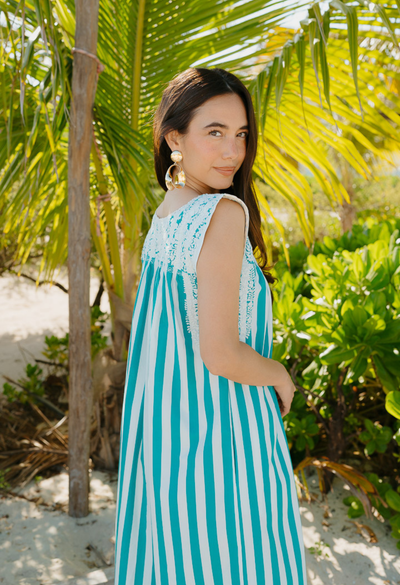 Flores Midi Dress Dress Classic Flores Turquoise Wide Stripe Midi Dress Classic Flores Turquoise Wide Stripe Midi Dress
