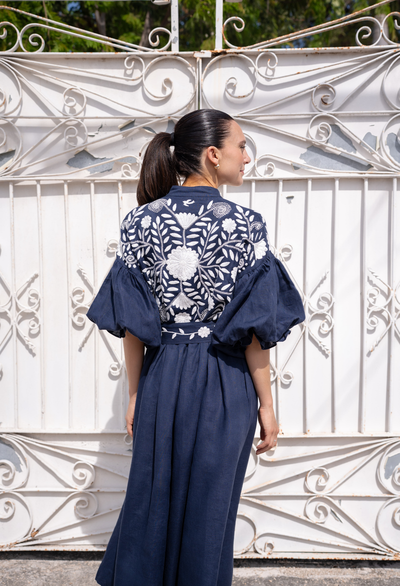 Francisca Azul Marino Midi Dress