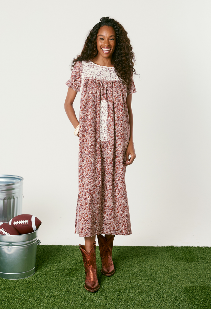 Liliana Floral Naranja Midi Dress