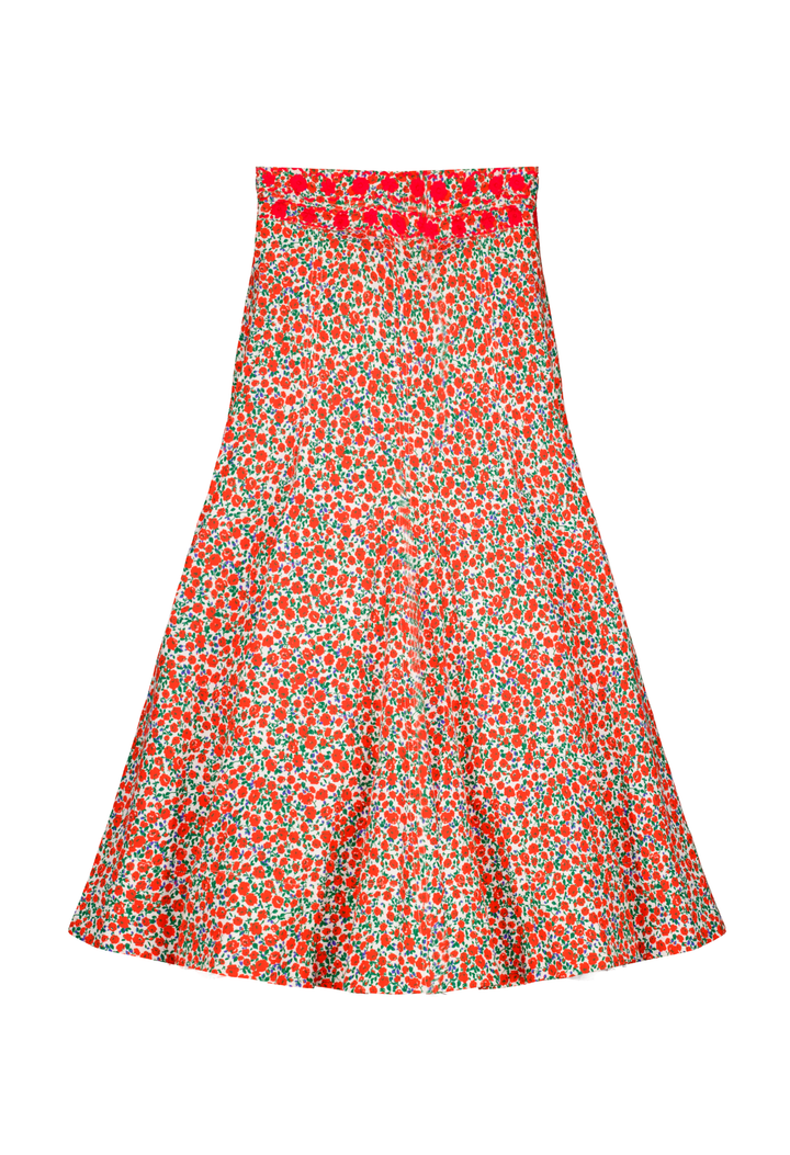 Claudia Red Floral Skirt
