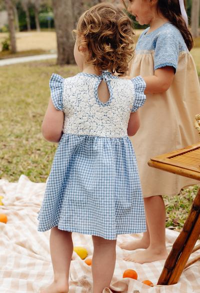 Lolita Girls Dress Childrens Lolita Blue Gingham Girl's Dress Lolita Blue Gingham Girl's Dress