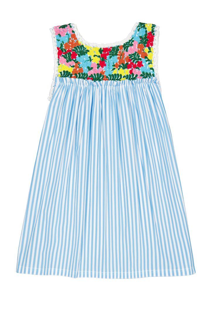 Selena Girl's Dress Childrens Dalia Turquoise Stripe Fiesta Girl's Dress Dalia Turquoise Stripe Fiesta Girl's Dress