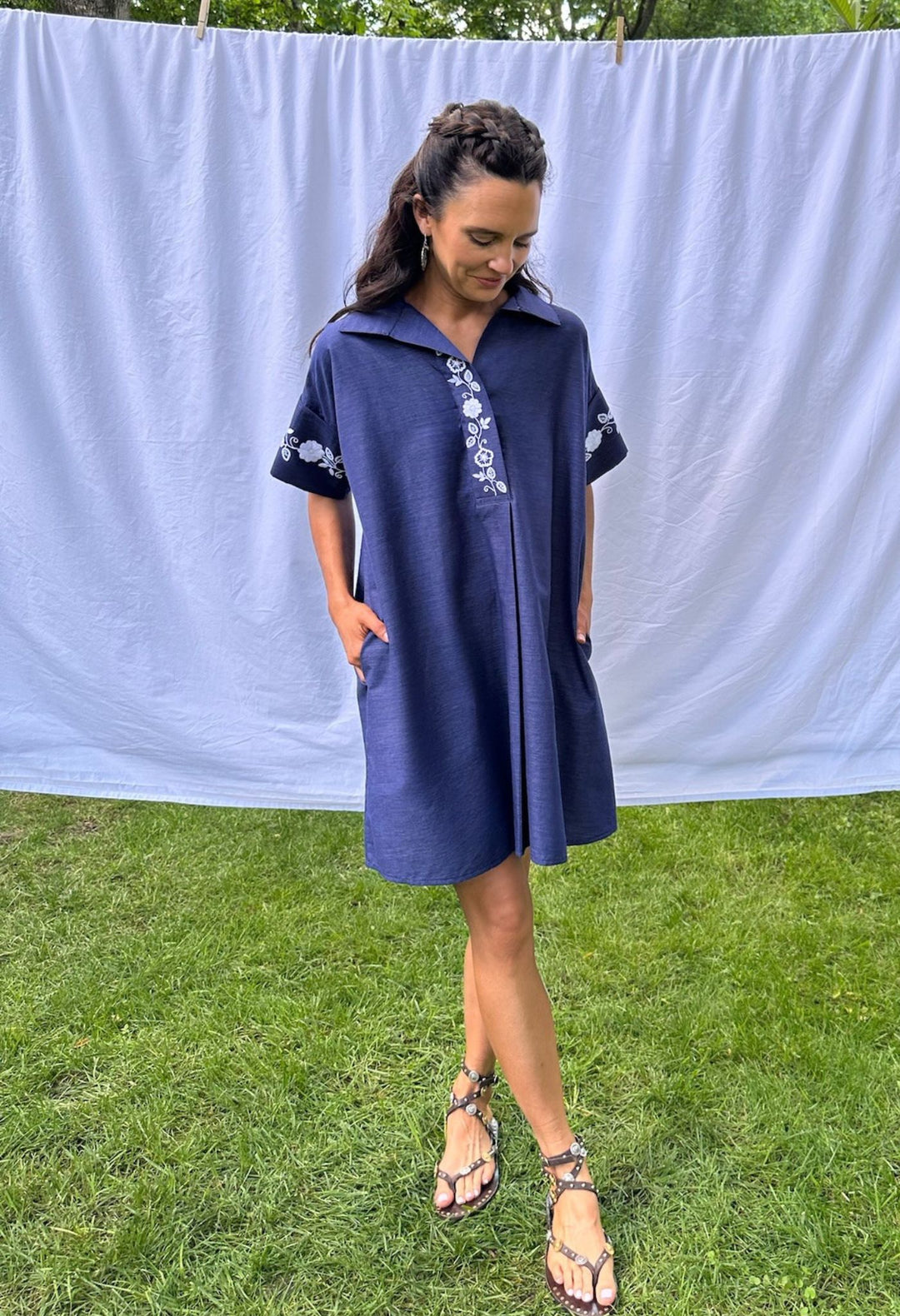 Emilia Azul Marino Short Dress