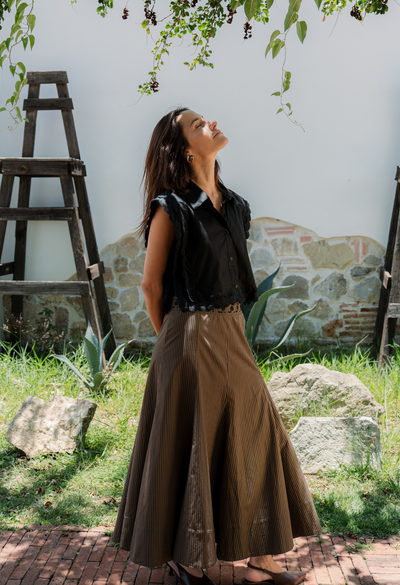 Claudia Skirt Skirt Claudia Black and Brown Stripe Skirt Claudia Black and Brown Stripe Skirt