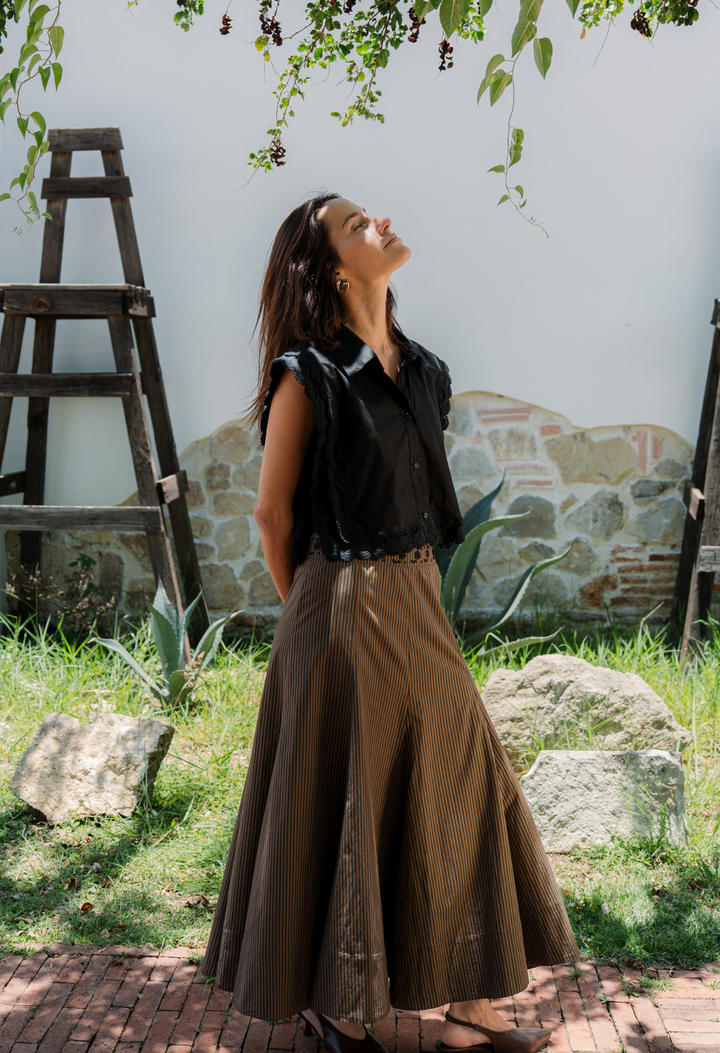 Claudia Skirt Skirt Claudia Black and Brown Stripe Skirt Claudia Black and Brown Stripe Skirt