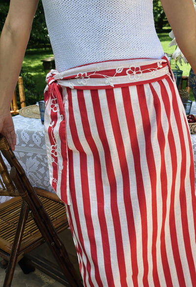 Penelope Wrap Skirt Skirt Penelope Red and White Wide Stripe Wrap Skirt Penelope Red and White Wide Stripe Wrap Skirt