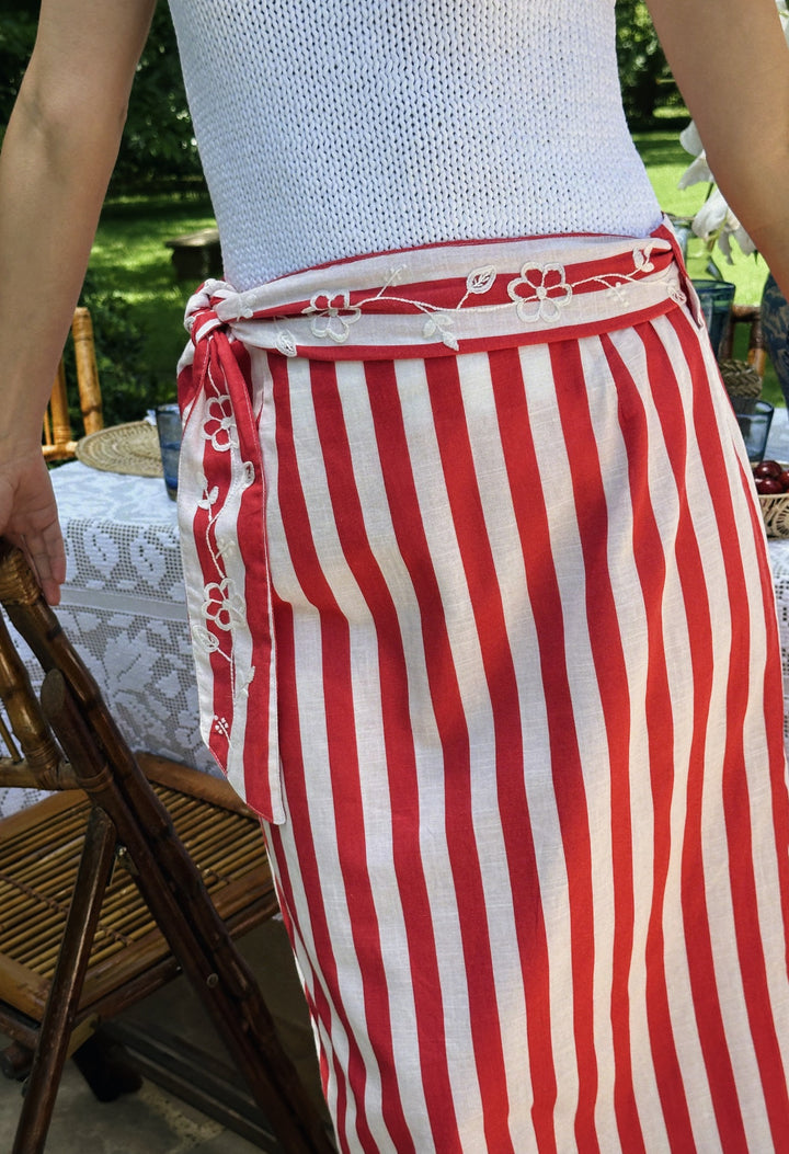Penelope Wrap Skirt Skirt Penelope Red and White Wide Stripe Wrap Skirt Penelope Red and White Wide Stripe Wrap Skirt