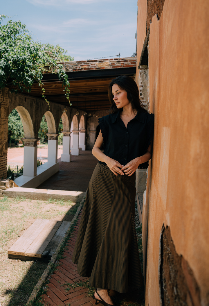 Claudia Skirt Skirt Claudia Black and Brown Stripe Skirt Claudia Black and Brown Stripe Skirt