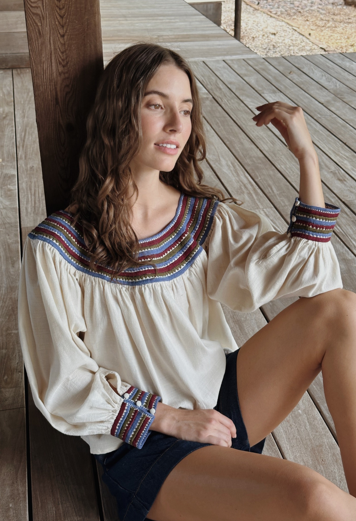 Sara Blanca y Azul Blouse