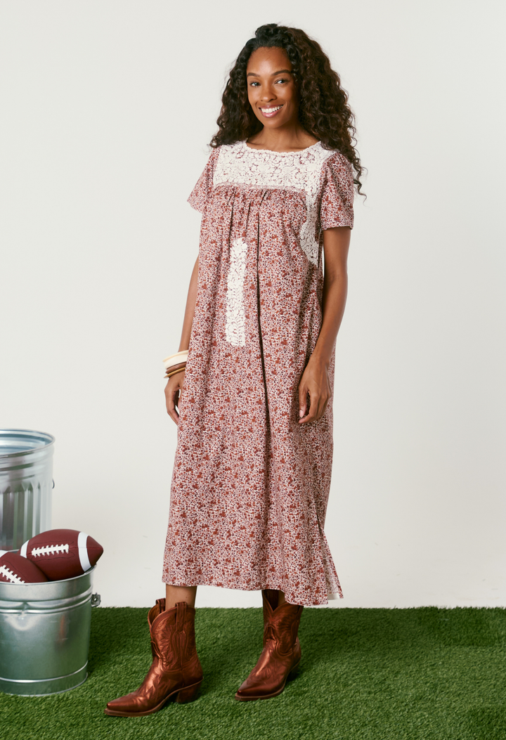 Liliana Floral Naranja Midi Dress