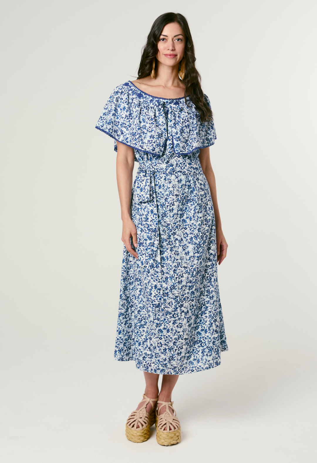 Marisol Azul Marino Midi Dress