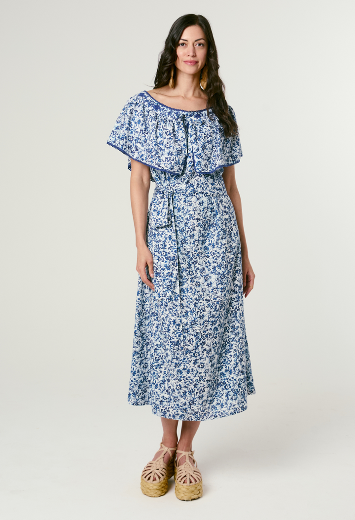 Marisol Azul Marino Midi Dress