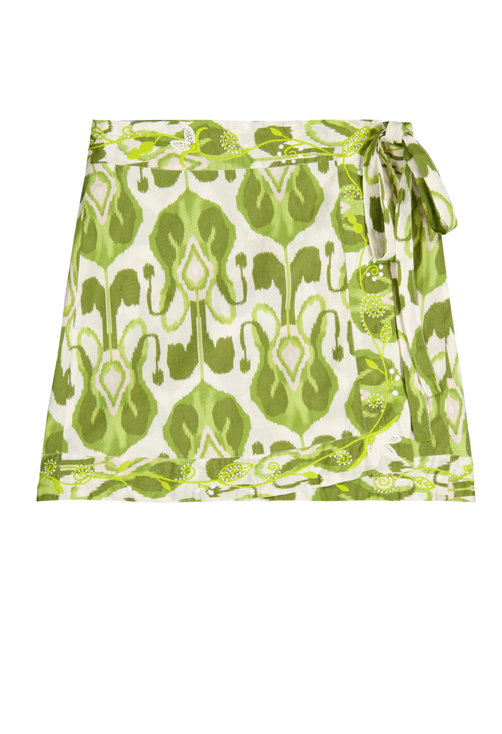 Amaya Short Wrap Skirt Skirt Amaya Green Fiesta Print Short Skirt Amaya Green Fiesta Print Short Skirt