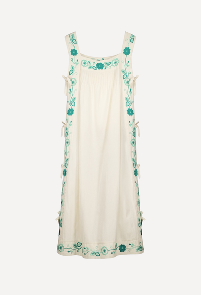 Mia Long Dress Dress Mia Ivory and Teal Long Dress Mia Cream & Turquoise Long Dress | Mi Golondrina