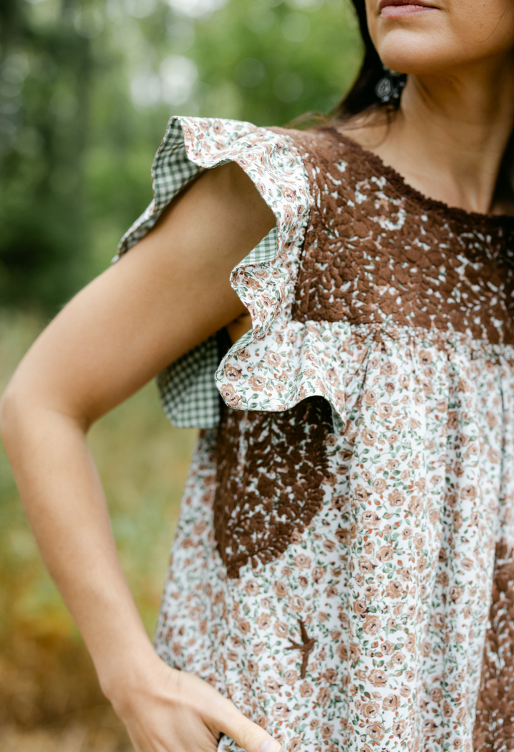 Soledad Café Floral Midi Dress