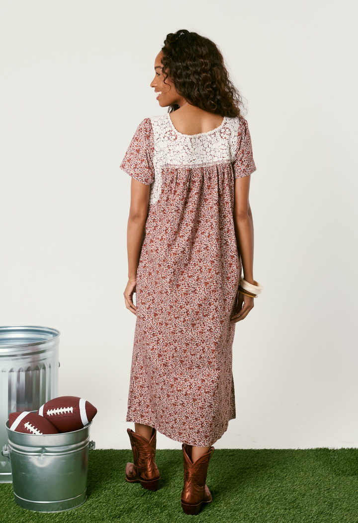 Liliana Floral Naranja Midi Dress