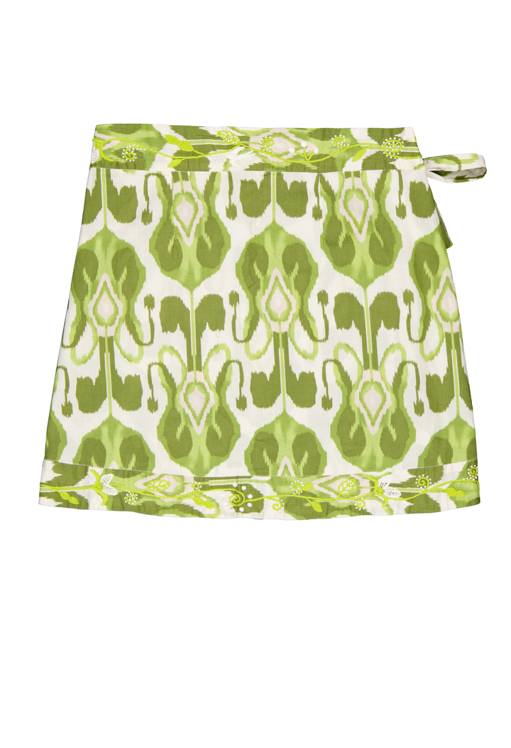 Amaya Short Wrap Skirt Skirt Amaya Green Fiesta Print Short Skirt Amaya Green Fiesta Print Short Skirt