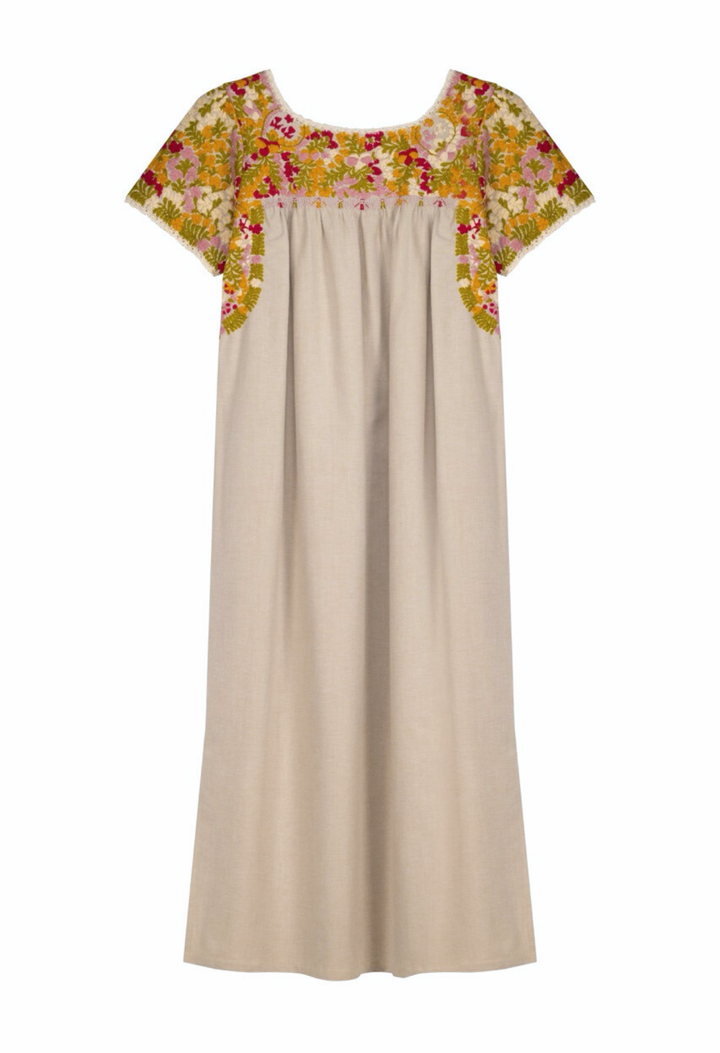 Liliana Crema Otoñal Midi Dress