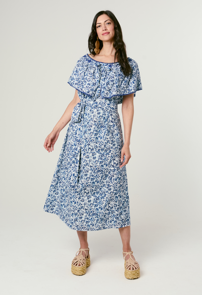 Marisol Azul Marino Midi Dress