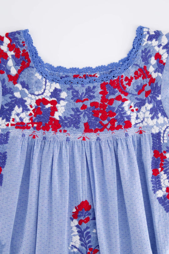 Liliana Swiss Dot Azul Short Dress