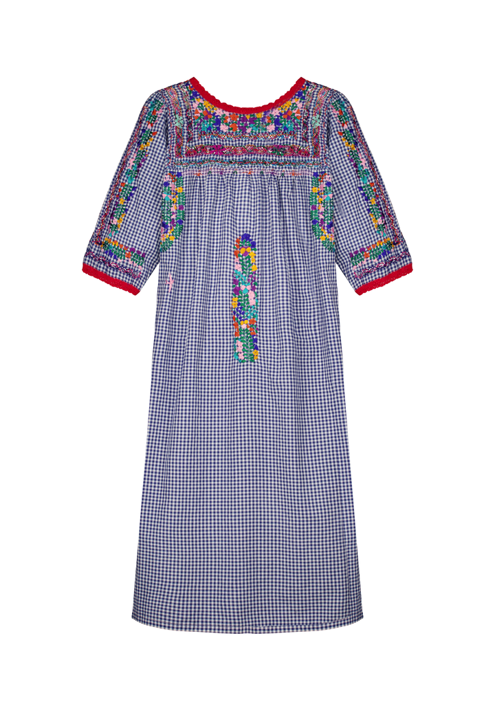 Blue Deshilado Midi Dress