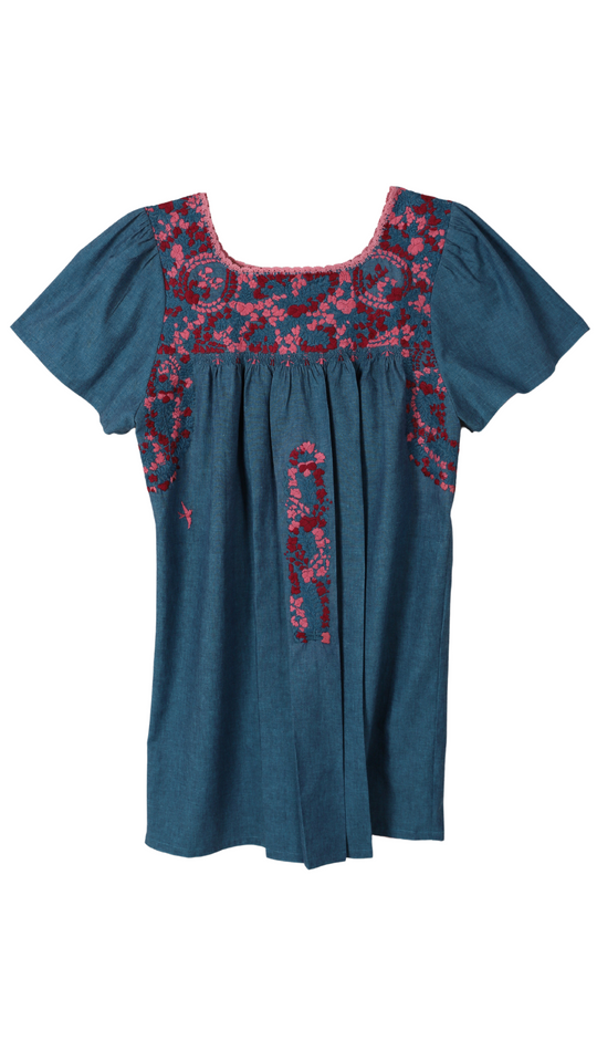 Liliana Chambray Turquesa y Rosa