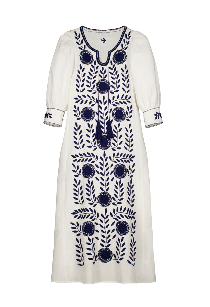 Adela White and Navy Long Dress