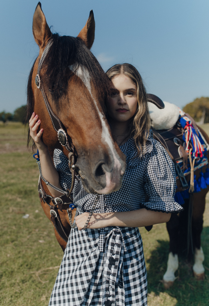 Alexa Black Gingham Blouse