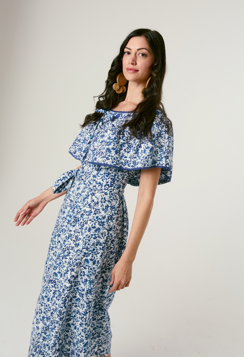 Marisol Azul Marino Midi Dress