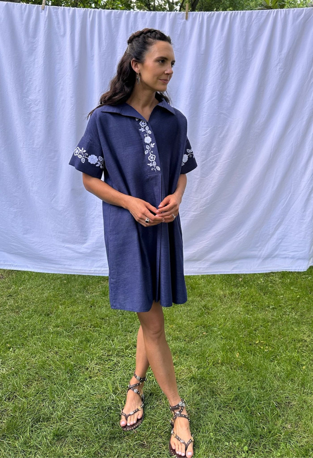 Emilia Azul Marino Short Dress