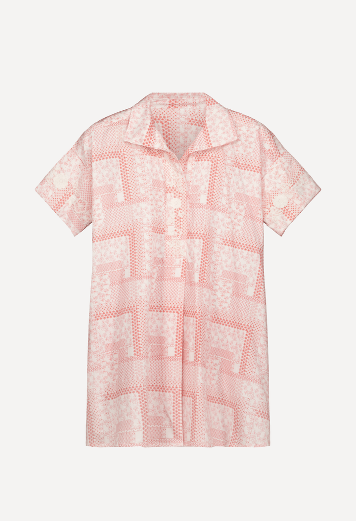 Emilia Short Dress Dress Emilia Coral Block Print Short Dress Emilia Coral Print Short Dress | Mi Golondrina