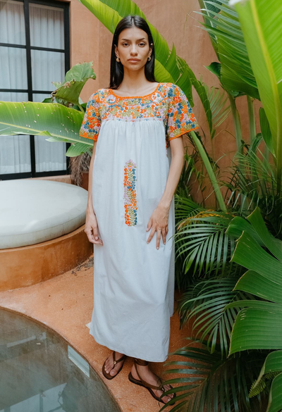 Liliana Midi Dress Dress Liliana Wildflower Meadow Embroidered Sleeve Midi Dress Liliana Wildflower Meadow Embroidered Sleeve Midi Dress