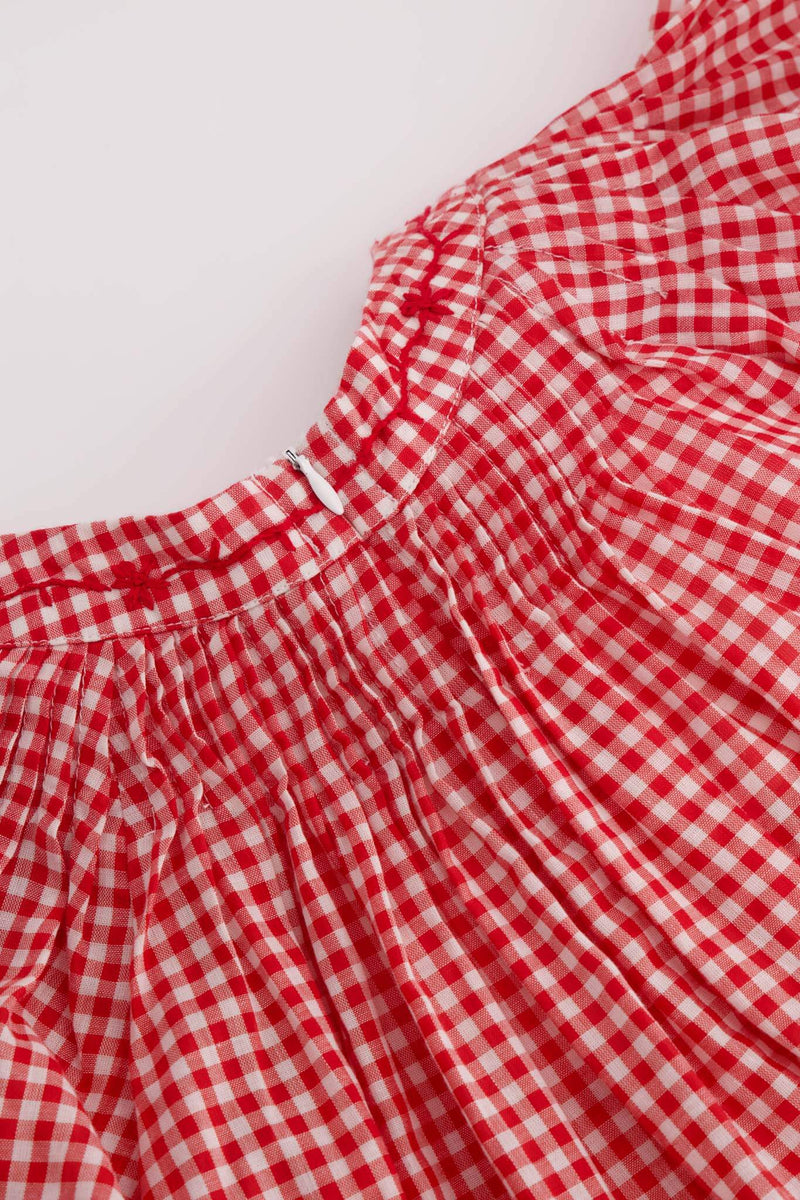 Aranza Roja Gingham Short Dress