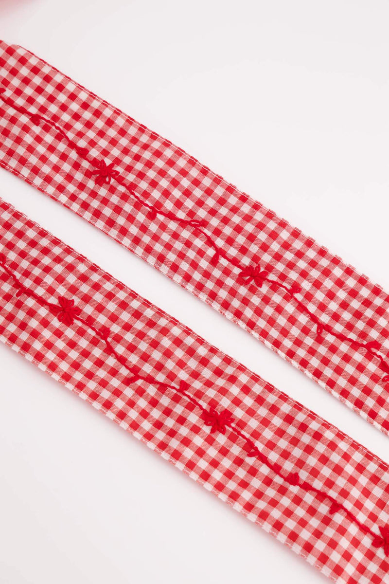 Aranza Roja Gingham Short Dress