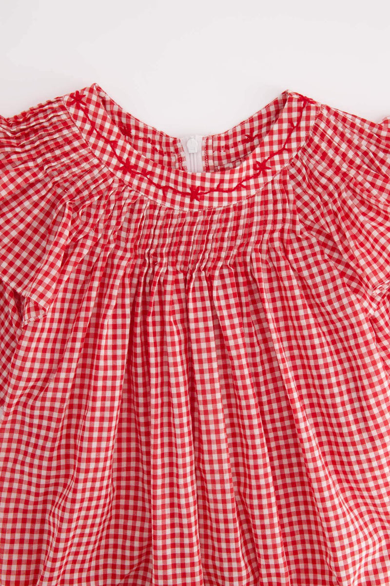 Aranza Roja Gingham Short Dress