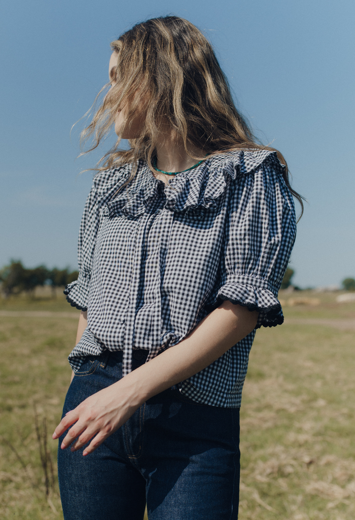 Alexa Black Gingham Blouse