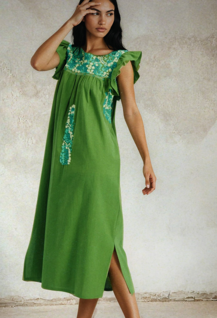 Soledad Midi Dress Dress Soledad Lime and Jade Midi Dress Soledad Lime and Jade Midi Dress