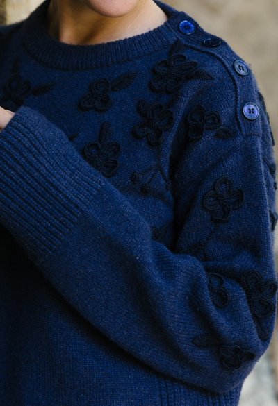 Sweater Sweater Navy Floral Crewneck Sweater Navy Floral Crewneck Sweater