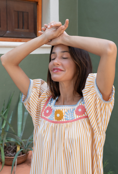 Maria Short Dress Dress Maria Yellow Stripe Short Dress Maria Yellow Stripe Short Dress