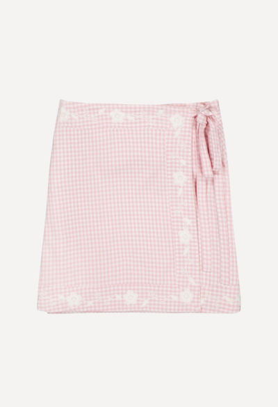 Amaya Short Wrap Skirt Skirt Amaya Pink Gingham Short Wrap Skirt Amaya Pink Gingham Short Wrap Skirt | Mi Golondrina