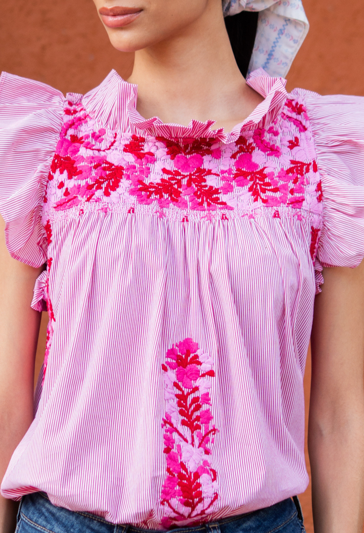 Olivia Pink Stripe Blouse