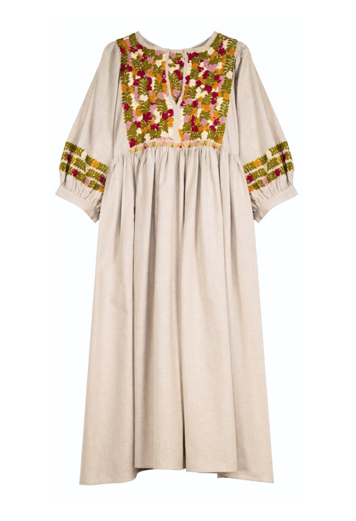 Violeta Crema Otoñal Midi Dress