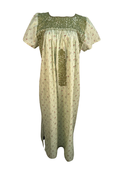 Liliana Green Floral Pattern Midi Dress