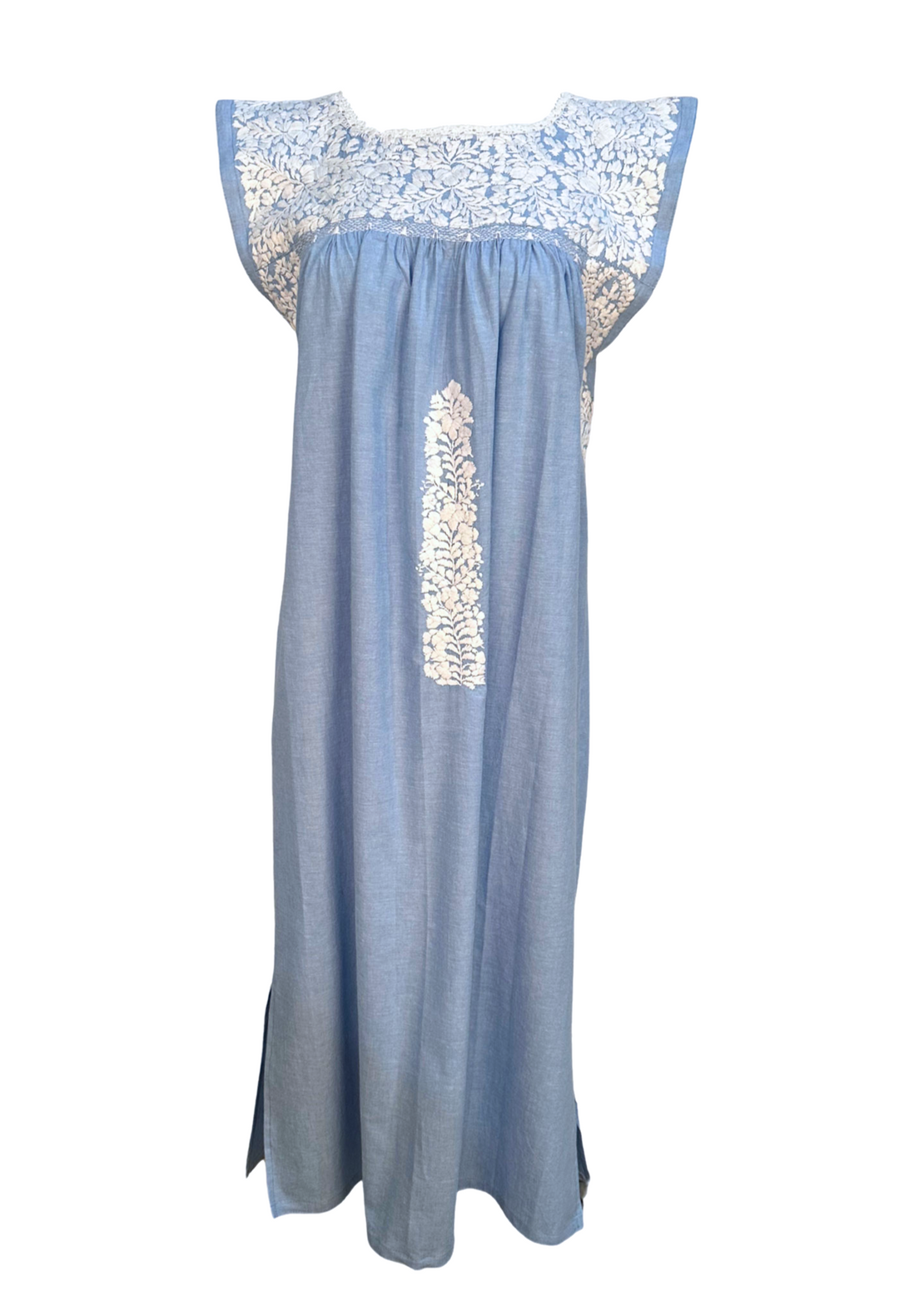 Azul Cielo y Blanca Midi Dress