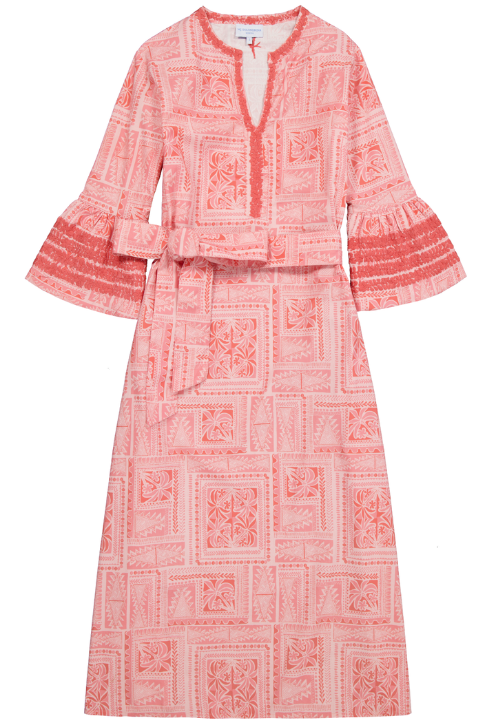 Leona Midi Dress Dress Leona Coral Block Print Midi Dress Leona Coral Block Print Midi Dress
