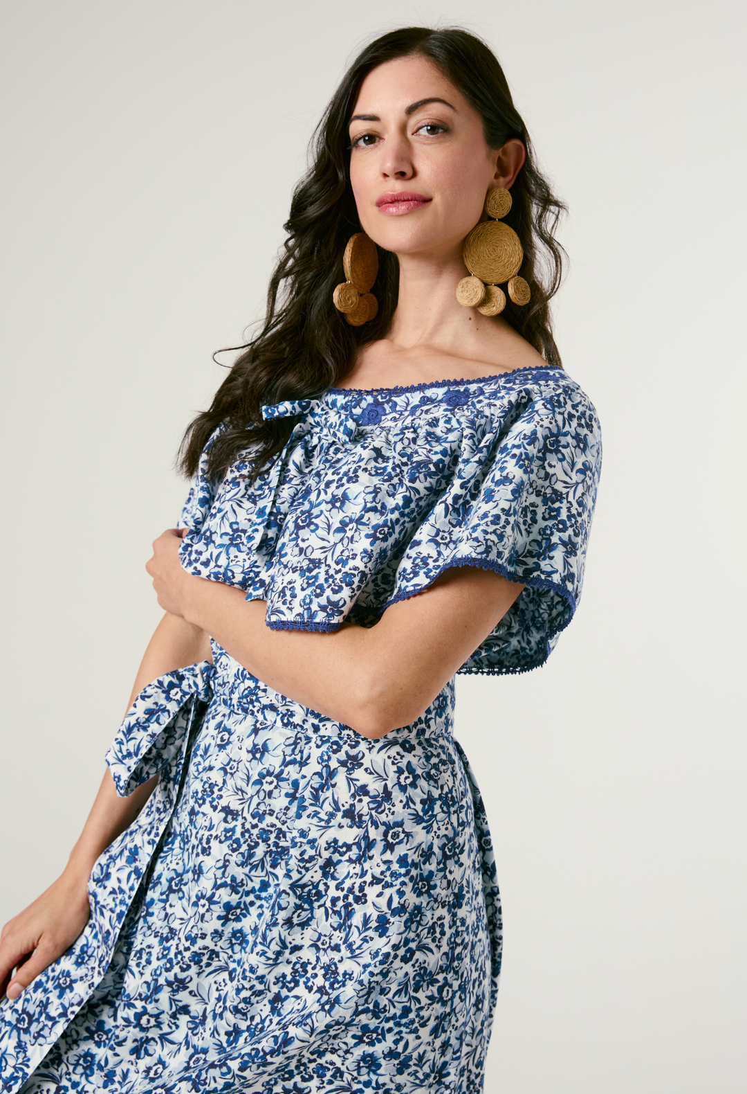 Marisol Azul Marino Midi Dress